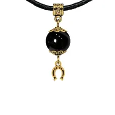 Амулет Подкова (на счастье), черный агат MKAG-33-0018