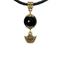 Амулет Золотой слиток (на богатство), черный агат MKAG-33-0058