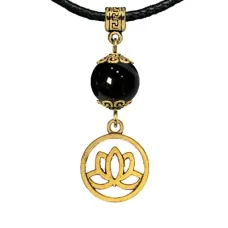 Амулет Лотос (гармония, развитие), черный агат MKAG-33-0059
