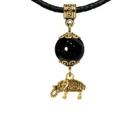 Амулет Слон (мудрость, сила, долголетие), черный агат MKAG-33-0062