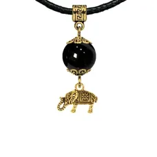 Амулет Слон (мудрость, сила, долголетие), черный агат MKAG-33-0062