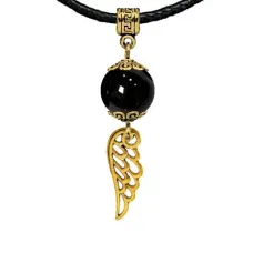 Амулет Крыло ангела (защита высших сил), черный агат MKAG-33-2039