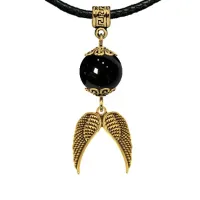 Амулет Крылья ангела (защита высших сил), черный агат MKAG-33-2043