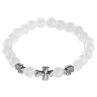 Браслет Спаси и сохрани с синт. камнем Сахарный кварц BSV1-16