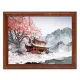 Постер в рамке 22х17см Пагода в горах под цветущей сакурой POSG-0175