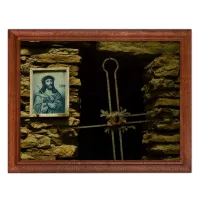 Постер в рамке 22х17см Крест и изображение Спасителя POSG-0182