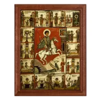 Постер в рамке 17х22см Чудо Георгия о змие с житием POSV-0130