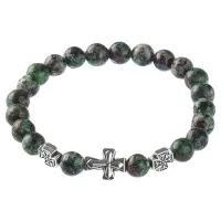 Браслет Спаси и сохрани с синт. камнем Цоизит BSV1-22