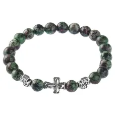 Браслет Спаси и сохрани с синт. камнем Цоизит BSV1-22