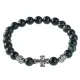 Браслет Спаси и сохрани с нат.камнем Черный агат BSV1-23