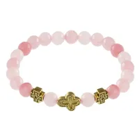 Браслет Спаси и сохрани с нат. камнем Розовый кварц BSV2-15