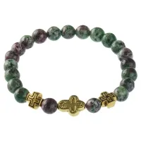 Браслет Спаси и сохрани с синт. камнем Цоизит BSV2-22