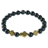 Браслет Спаси и сохрани с нат.камнем Черный агат BSV2-23
