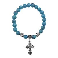 Браслет Спаси и сохрани с синт. камнем Бирюза BSV3-03