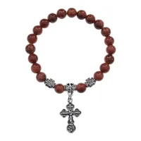 Браслет Спаси и сохрани с синт. камнем Коричневый авантюрин BSV3-08