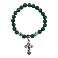 Браслет Спаси и сохрани с синт. камнем Малахит BSV3-12