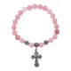 Браслет Спаси и сохрани с нат.камнем Розовый кварц BSV3-15
