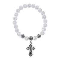 Браслет Спаси и сохрани с синт.камнем Сахарный кварц BSV3-16