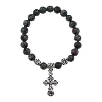 Браслет Спаси и сохрани с синт. камнем Цоизит BSV3-22