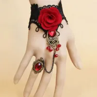 Браслет Роза с безразмерным кольцом на цепочке BS577