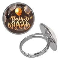 Безразмерное кольцо Happy Birthday KLF-0494