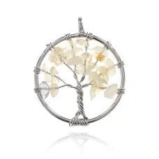 Кулон Дерево жизни d.3см с нат.камнем Цитрин BJK203-11