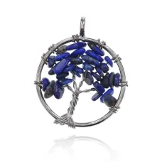 Кулон Дерево жизни d.3см с нат.камнем Лазурит BJK203-12