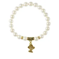 Браслет Золотая рыбка (исполнение желаний), майорка белая BSPP-01-0021