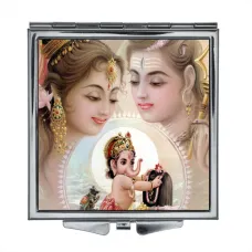Складное зеркало квадратное Парвати, Шива, Ганеша ZER2-0053