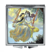 Складное зеркало квадратное Ратха и Кришна ZER2-0054