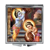 Складное зеркало квадратное Кришна и Радха дети ZER2-0062