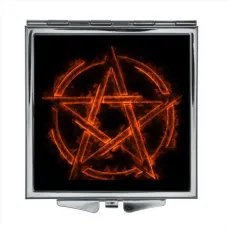 Складное зеркало квадратное Огненная пентаграмма ZER2-0158