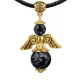 Талисман Ангел-хранитель с натуральным камнем Обсидиан, цвет золотой AH012-G