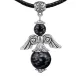 Талисман Ангел-хранитель с натуральным камнем Обсидиан, цвет серебряный AH012-S