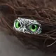 Безразмерное кольцо Сова, цвет зелёный KL190-01
