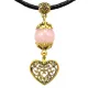 Амулет На счастье в любви (сердце) с натуральным камнем розовый кварц, цвет золот. MKA017-1