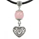 Амулет На счастье в любви (сердце) с натуральным камнем розовый кварц, цвет серебр. MKA017-2
