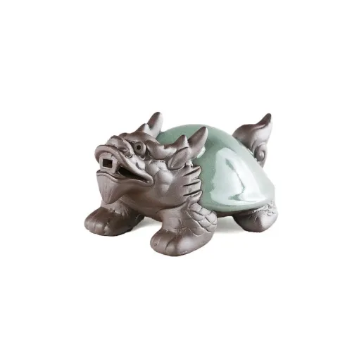 Чайная фигурка из исинской глины с нефритовой эмалью Черепаха дракон