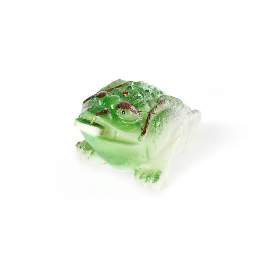 Чайная фигурка, меняющая цвет Зелёная жаба с монеткой