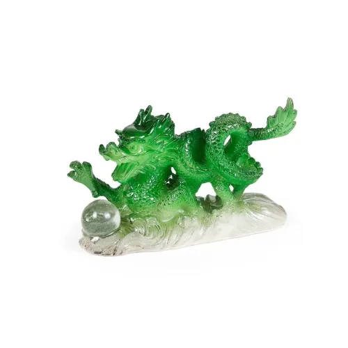 Чайная фигурка, меняющая цвет Зеленый дракон с хрустальным шаром