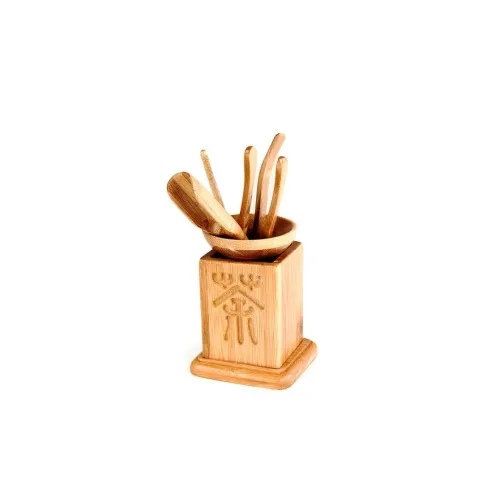 Инструменты для чайной церемонии Каллиграфия (светлый бамбук) 6 предметов