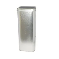 Банка для чая жестяная квадратная (серебро) 1.1 л