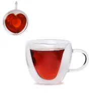 Чашка из жаропрочного стекла Сердце с ручкой 250 мл упаковка 2 штуки