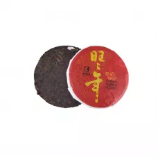 Китайский чай Шу Пуэр блин 100 гр Ван Ван Нянь (Изобилие) (фаб. Цай Чже), 2018 год
