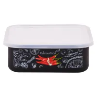Лоток эмалированный Chilli 1 л квадратный с пластиковой крышкой TM Appetite