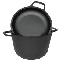 Кастрюля чугунная 6 л с крышкой-сковородой с двумя литыми ручками ТМ Гардарика