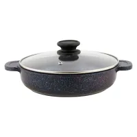 Жаровня с антипригарным покрытием литая 24 см стеклянная крышка Сапфир ТМ Традиция