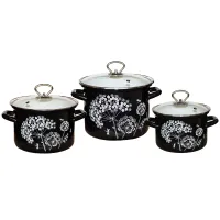 Набор эмалированной посуды 3 предмета цил Ажур-5-1-Люкс стиль - КМЗ