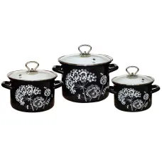 Набор эмалированной посуды 3 предмета цил Ажур-5-1-Люкс стиль - КМЗ