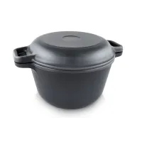 Кастрюля-казан с антипригарным покрытием с крышкой-сковородой 20 см ТМ НМП Литая 3 л